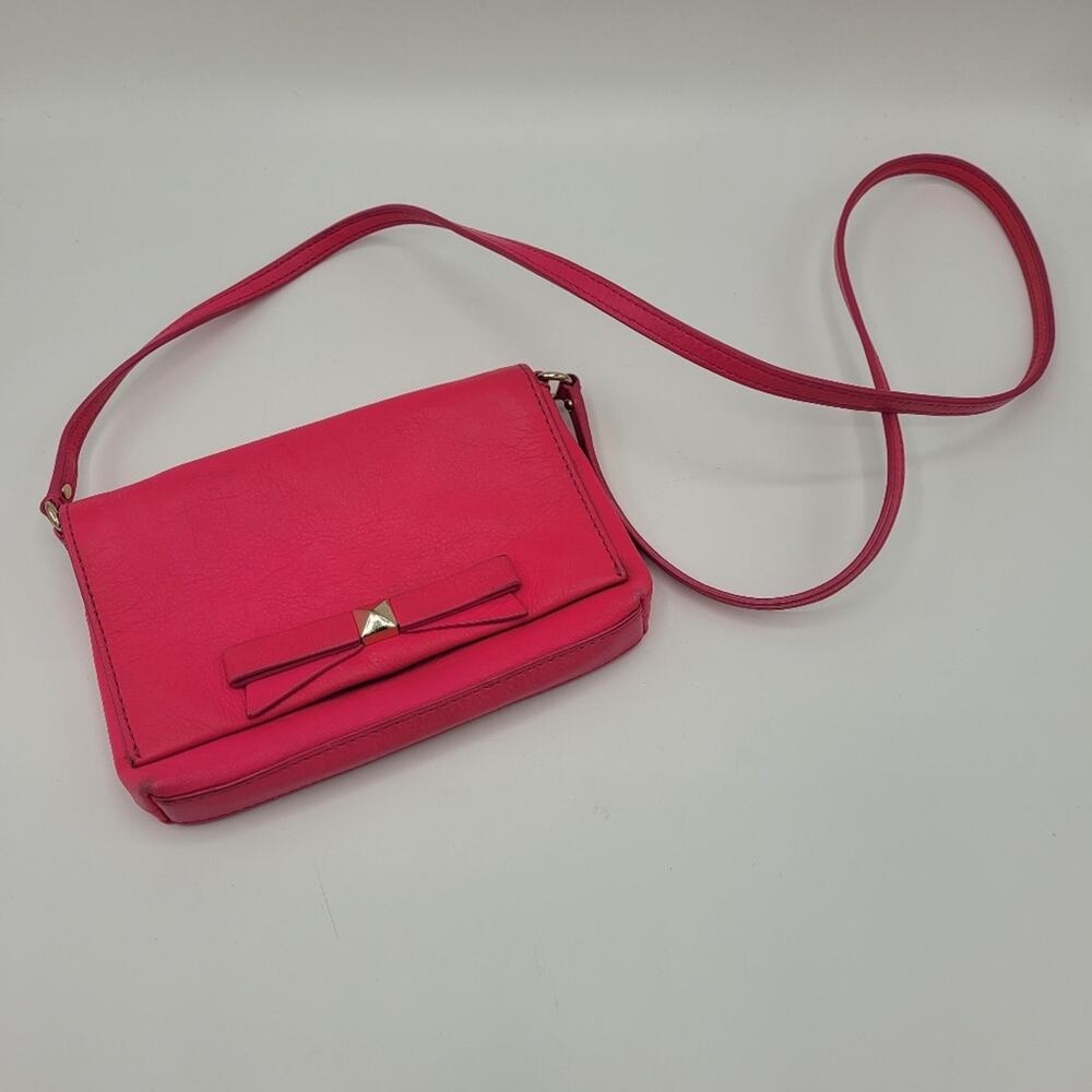 Kate Spade Carah Bright Peonypink Leather Crossbody Bag with Bow & Gold Stud
